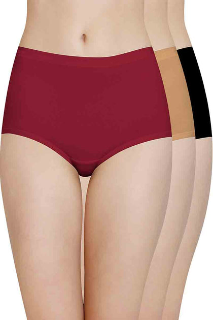 Buy Amante Solid Full Coverage High Rise Full Brief Panty - Brown Online
