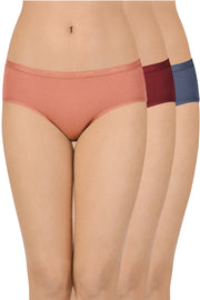 Cotton Hipster Brief Solid Pack of 3 (Combo 6) S_ / Assorted - amanté Panty