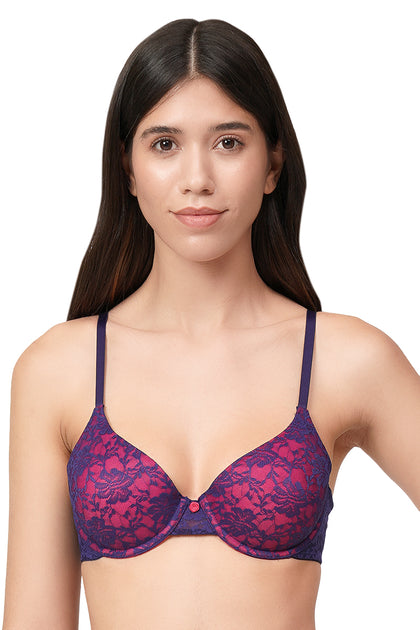 Buy Amante Women Padded Non Wired Full Coverage Seamless Essential Wirefree  T-Shirt Bra (38DD, Midnight Blue) at