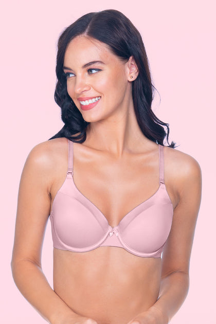 Amante Flawless Padded Wired High Coverage Lace Bra - Pink (32B)