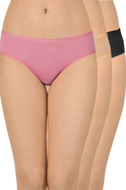 Cotton Bikini Briefs Solid Pack of 3 (Combo 7) S / C357 SOLID - amanté Panty