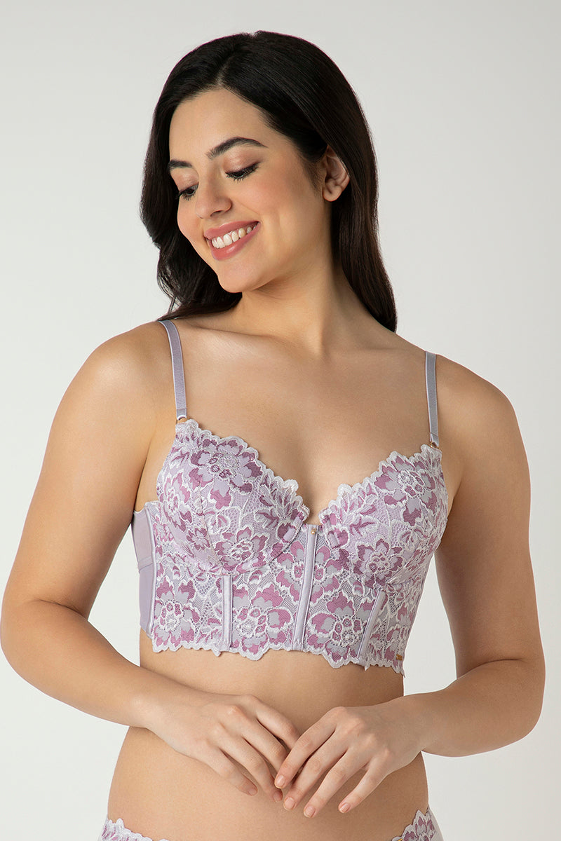 Femme Lace Longline Bra 32B / Thistle - amanté Bra - Image 1 of 5