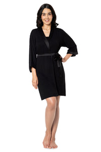 Satin Edge Sleep Robe S / Black - amanté Sleepwear thumbnail 1