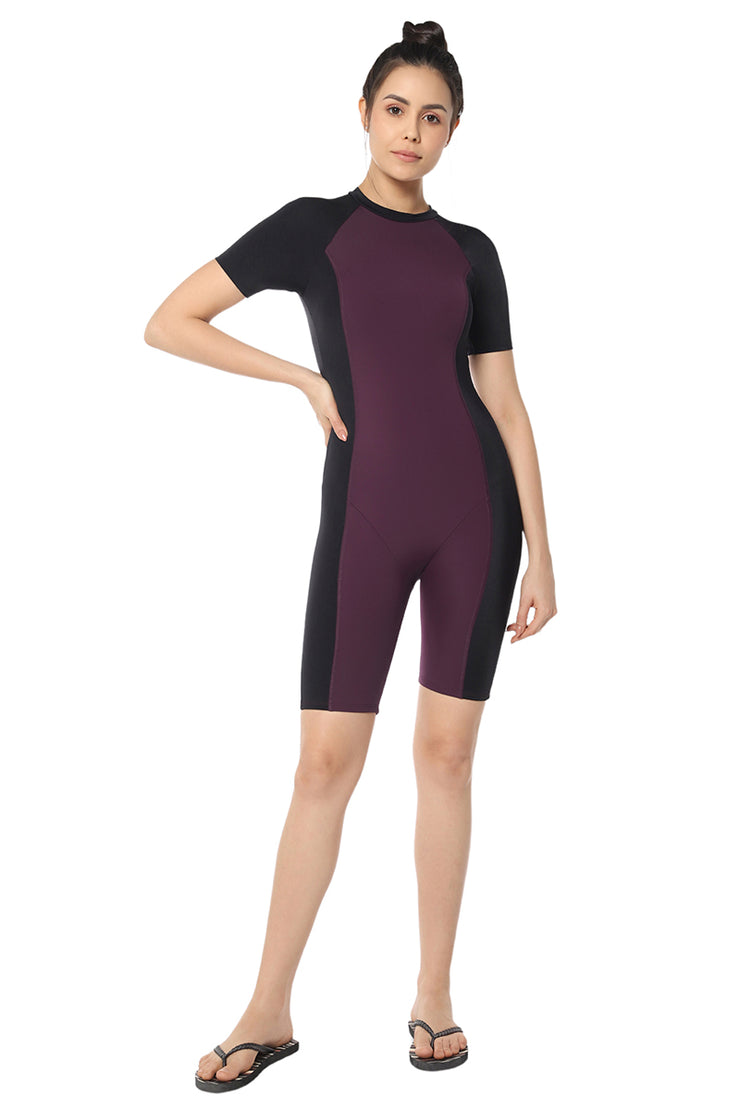 Leg Suit With Sleeves Swimwear L / Chockeberry Nero - amanté Swimwear