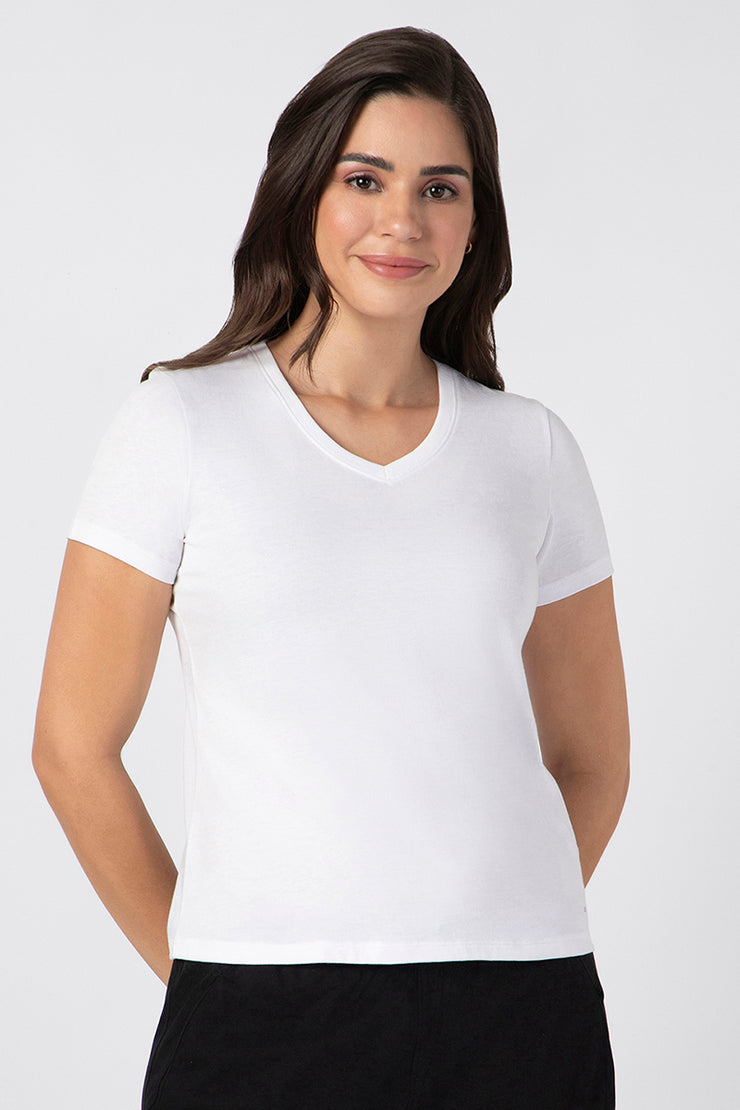 Essential V Neck Tee XXL / White - amanté Athleisure