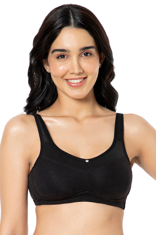 Cotton Smooth Back Bra 34B / Black - amanté Bra