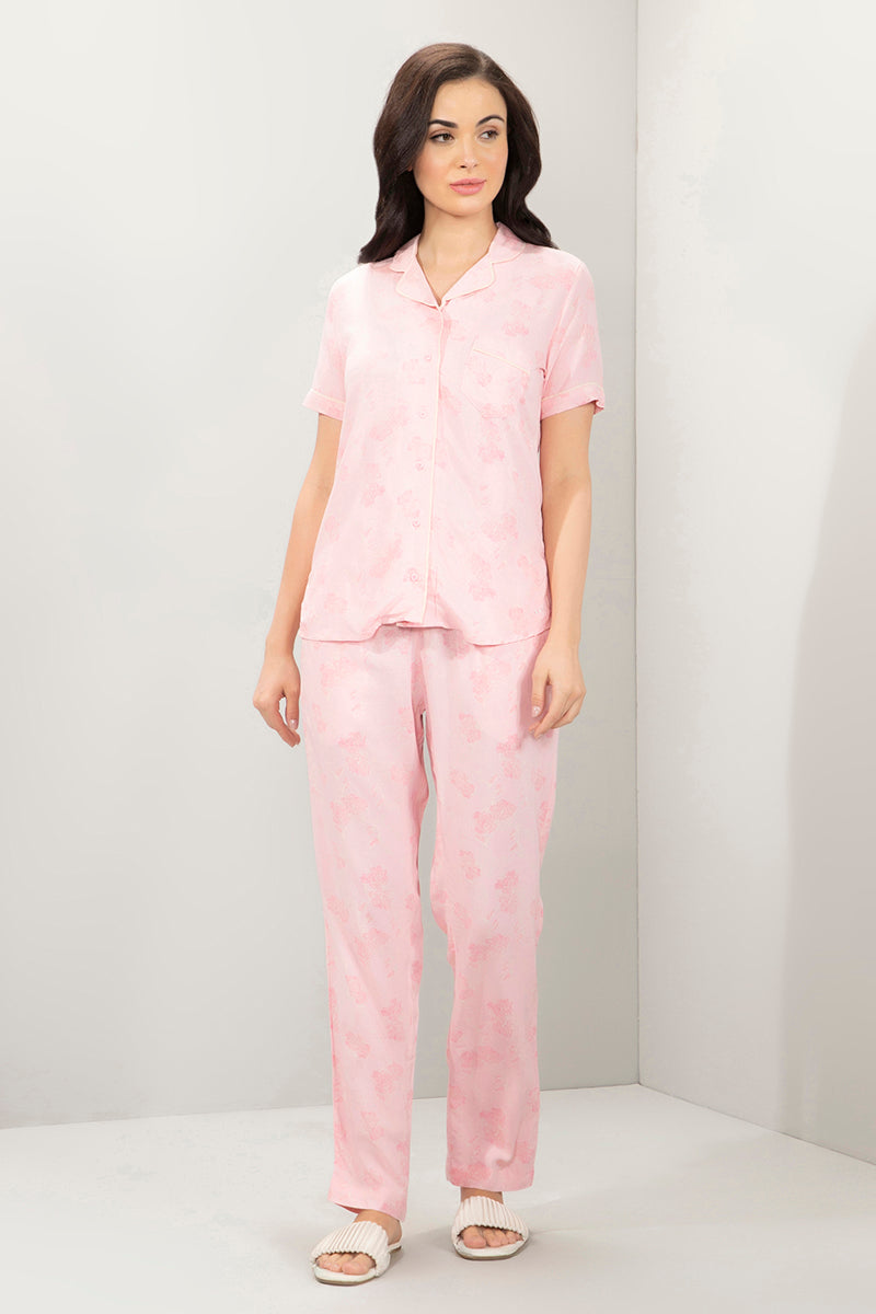 Sleep Set- PJ Top & Bottom S / Prism Pink Floral Print - amanté Sleepwear