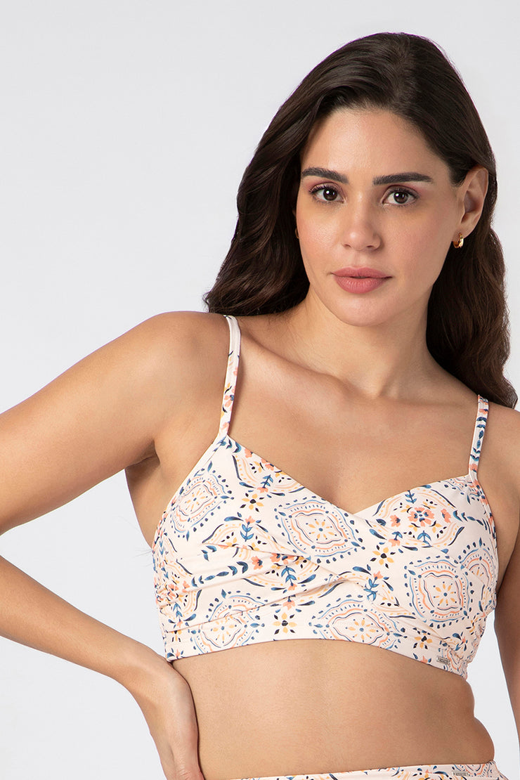 Twisted Front Bikini Top S / Boho Mosaic Print - amanté Swim