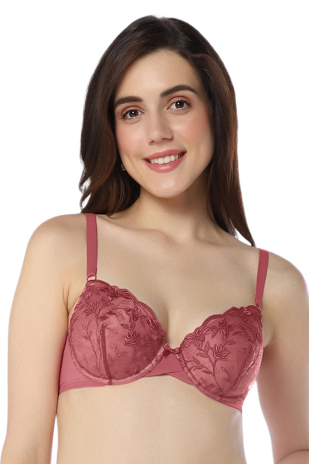 Bras Amante Lace Dream Padded Wired Lace Bra Salmon Rose_A.R ⋆  Explorpopclothes