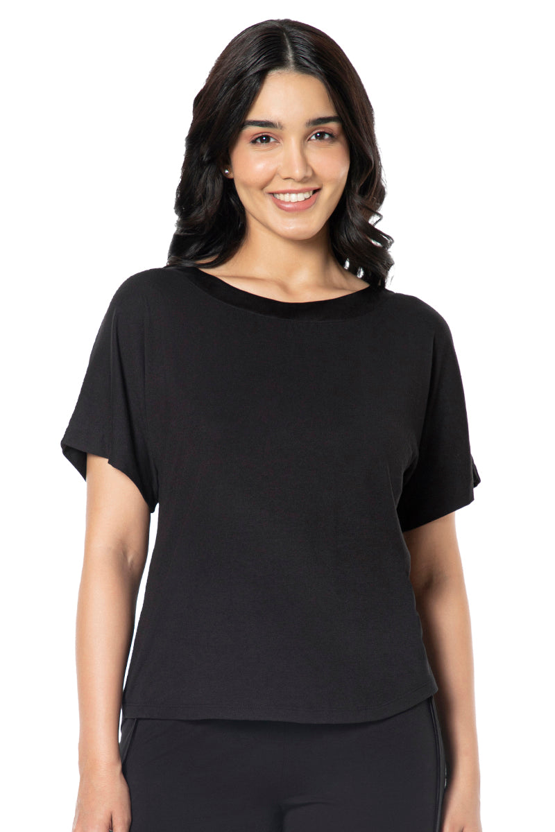 Satin Edge Pyjama Top S / Black - amanté Sleepwear - Image 1 of 4