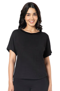 Satin Edge Pyjama Top S / Black - amanté Sleepwear thumbnail 1