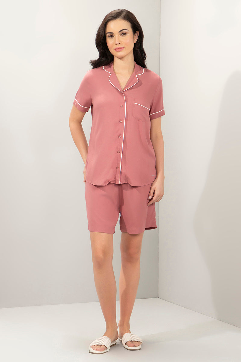 Sleep Set- PJ Top & Short S / Withered Rose - amanté Sleepwear