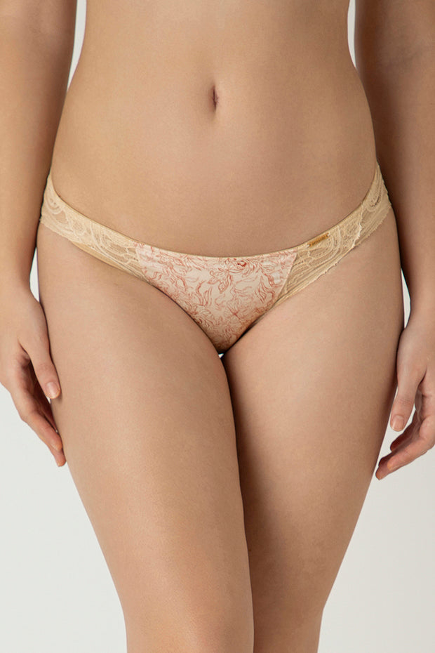 Demure High Leg Bikini Panty L / Delicate Bloom Print - amanté Panty