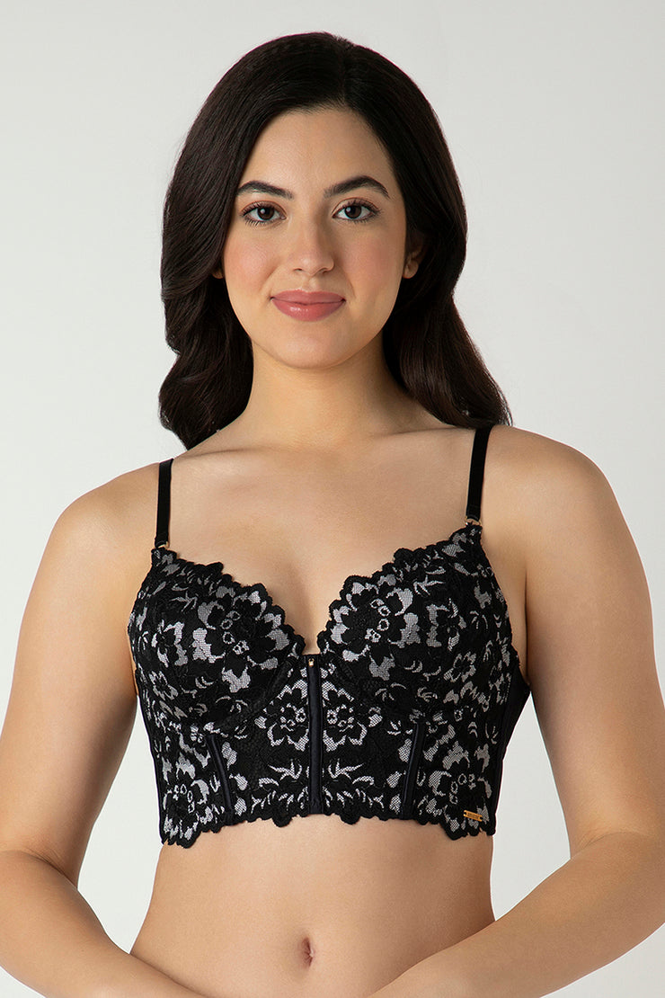 Femme Lace Longline Bra 32B / Black - amanté Bra