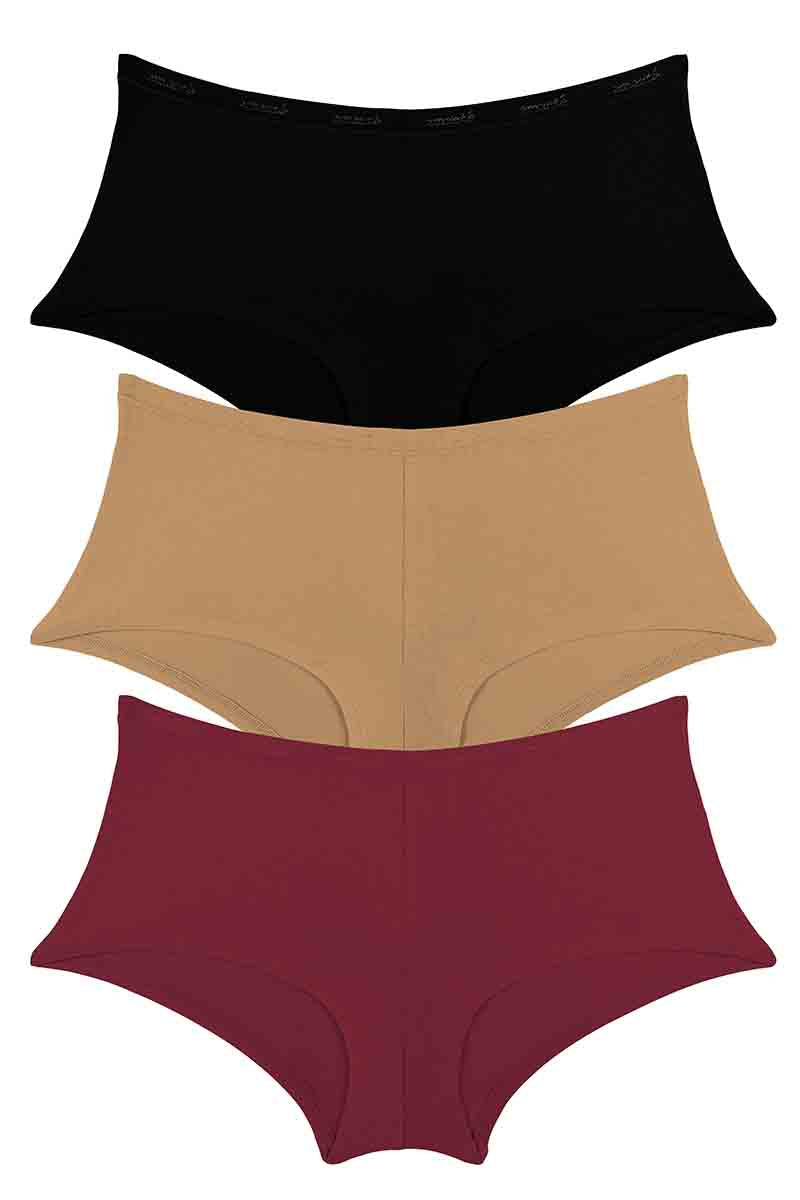 Cotton Boyshort Brief Solid Pack of 3 S / Assorted - amanté Panty - Image 1 of 1