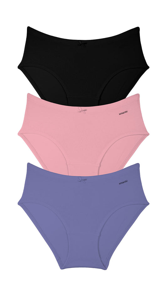 Cotton Inner Elastic Hipster Solid Pack of 3 L / CBM43 - amanté Panty Pack