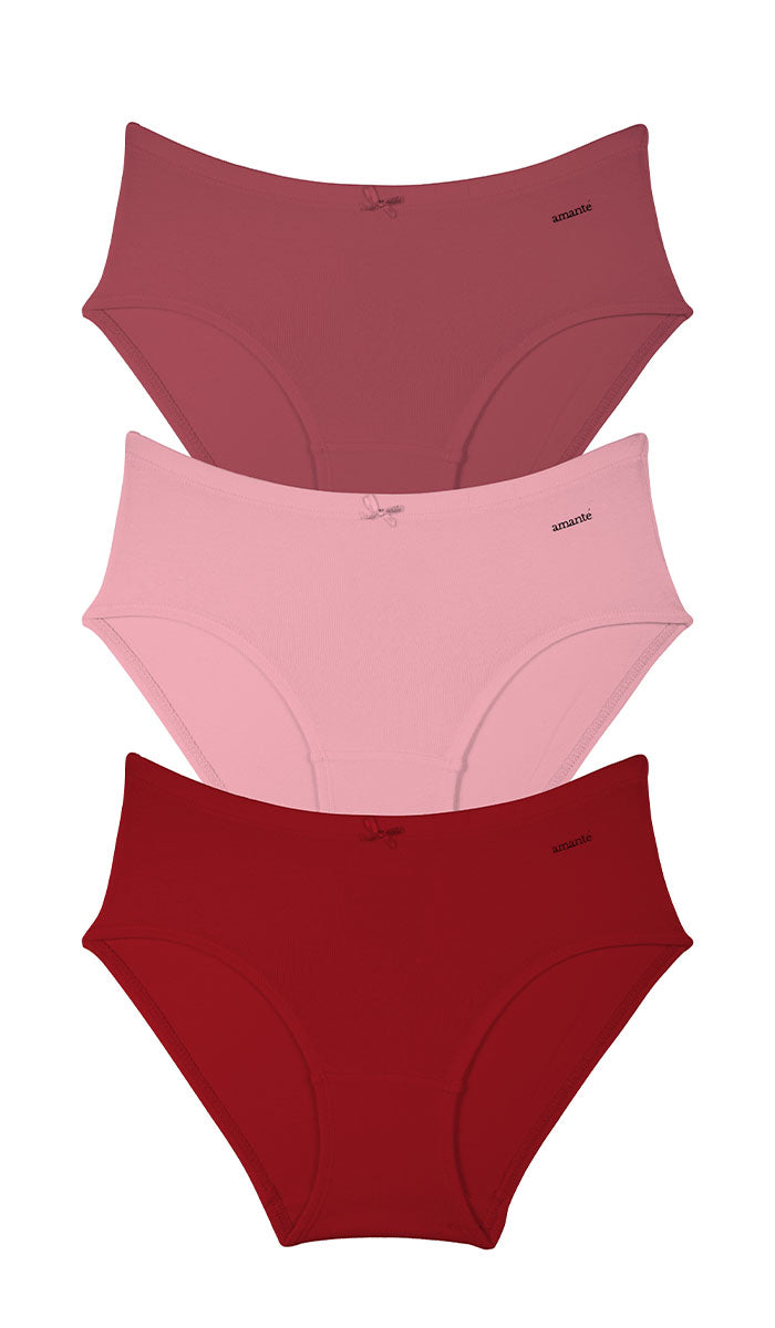Cotton Inner Elastic Hipster Solid Pack of 3 L / CBM44 - amanté Panty Pack