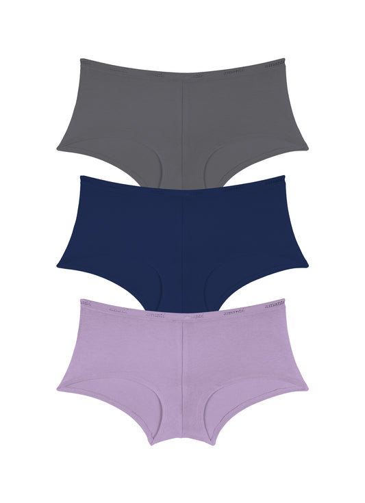 Cotton Boyshort Brief Solid Pack Of 3 XS / C0011 - amanté Panty