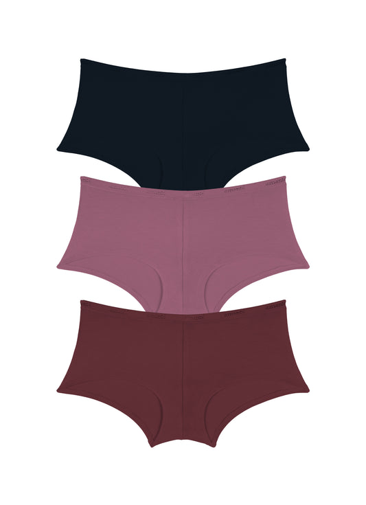 Cotton Boyshort Brief Solid Pack Of 3 XS / C0012 - amanté Panty