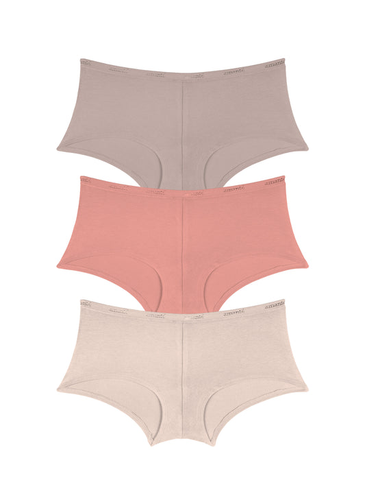 Cotton Boyshort Brief Solid Pack Of 3 XS / C0013 - amanté Panty