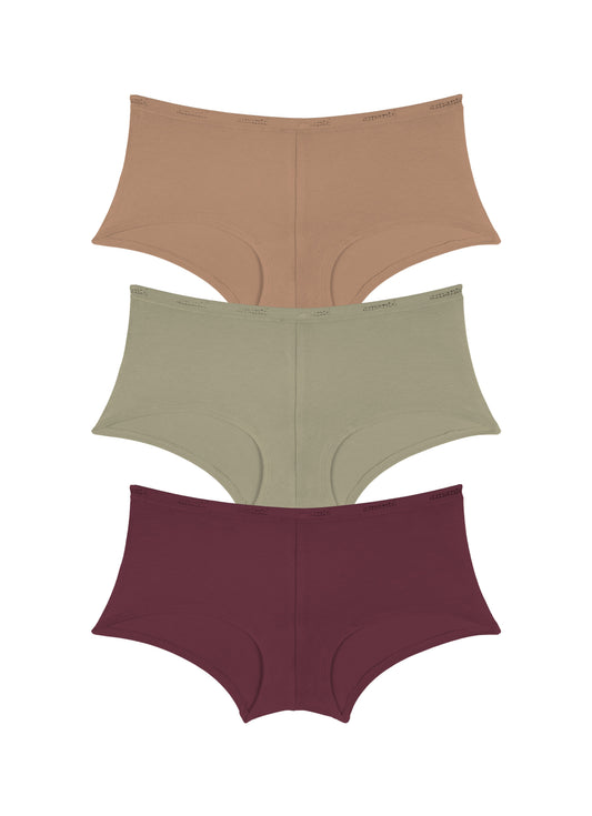 Cotton Boyshort Brief Solid Pack Of 3 XS / C016 - amanté Panty