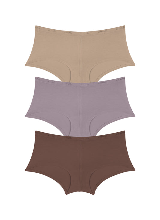 Cotton Boyshort Brief Solid Pack Of 3 XS / C018 - amanté Panty