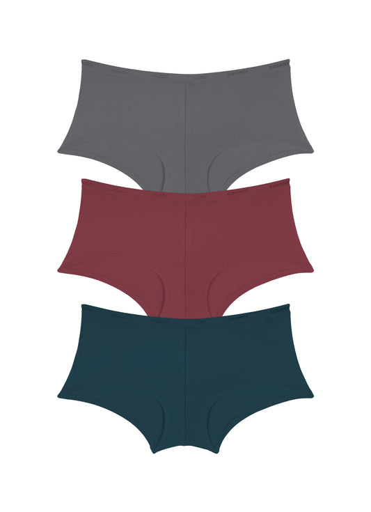Cotton Boyshort Brief Solid Pack Of 3 XS / C020 - amanté Panty