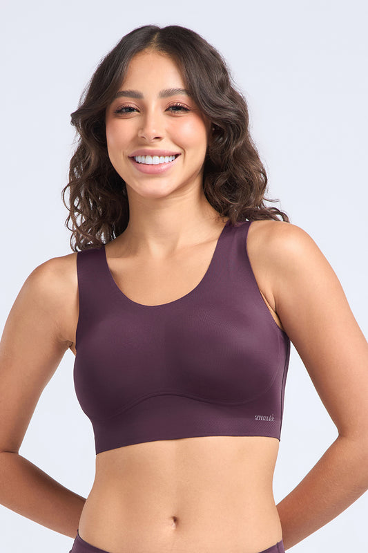 Skins Scoop Neck Bra S / Prune Purple - amanté Bra