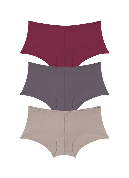Cotton Boyshort Brief Solid Pack Of 3 XS / C0026 - amanté Panty