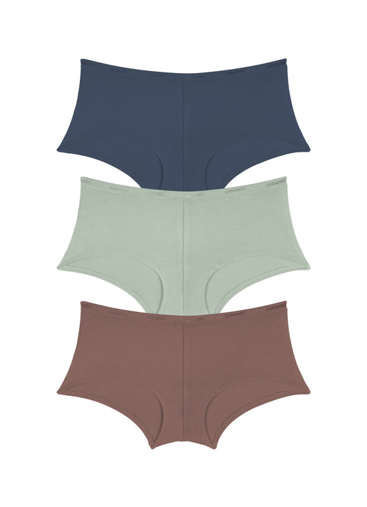Cotton Boyshort Brief Solid Pack Of 3 XS / C0028 - amanté Panty