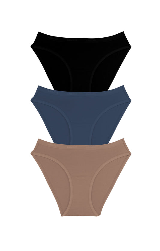 Cotton Bikini Brief Solid Pack Of 3 XS / C017 - amanté Panty