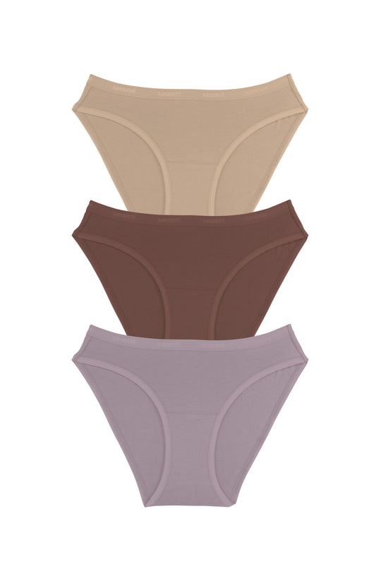 Cotton Bikini Brief Solid Pack Of 3 XS / C018 - amanté Panty