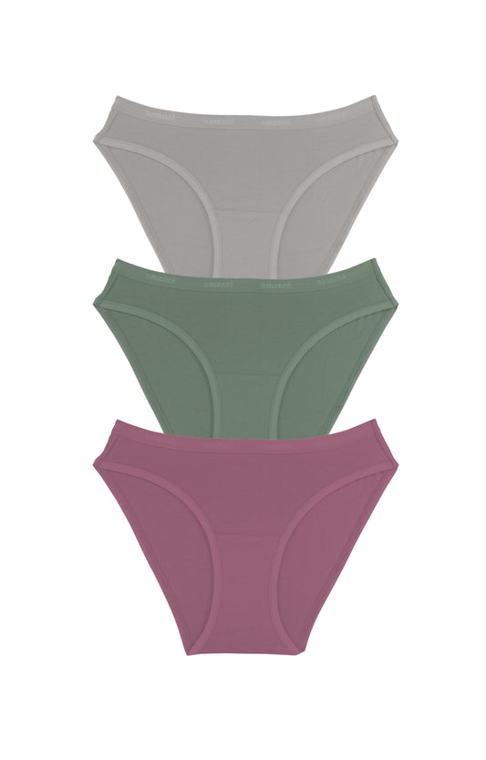Cotton Bikini Brief Solid Pack Of 3 XS / C019 - amanté Panty