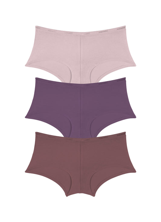 Cotton Boyshort Brief Solid Pack Of 3 XS / C0021 - amanté Panty