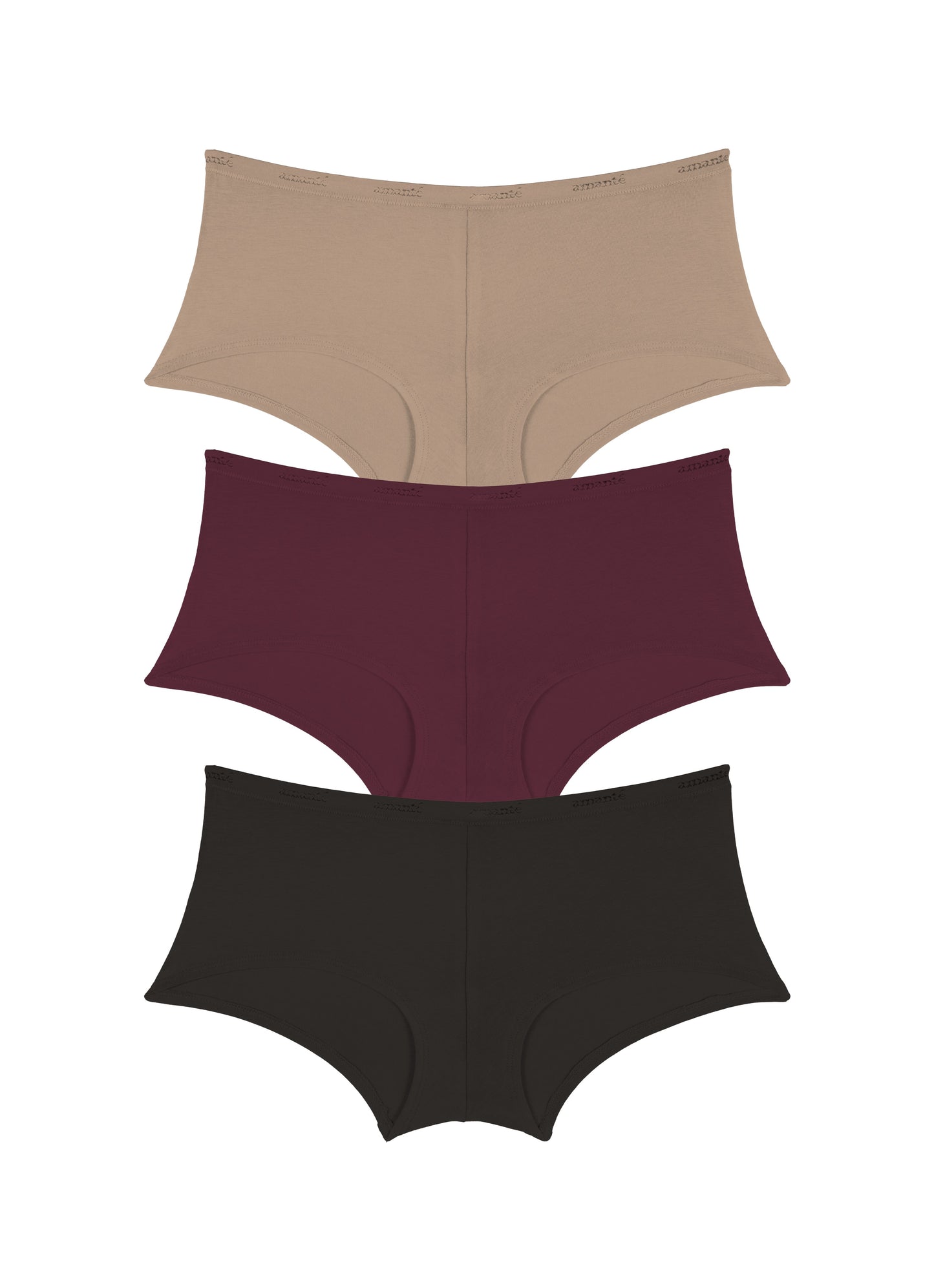 Cotton Boyshort Brief Solid Pack Of 3 XS / C0022 - amanté Panty