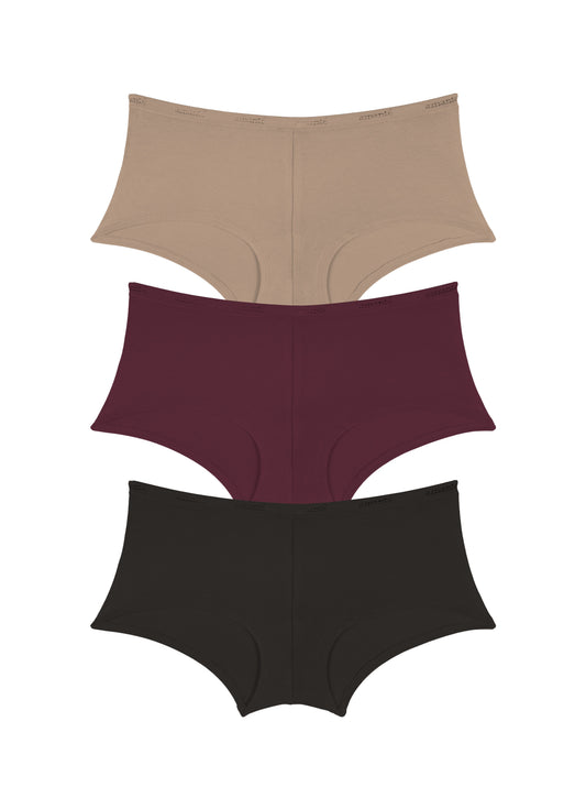 Cotton Boyshort Brief Solid Pack Of 3 XS / C0022 - amanté Panty