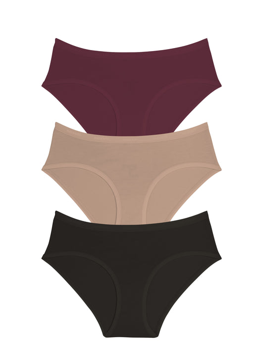 Cotton Hipster Brief Solid Pack Of 3 XS / C0022 - amanté Panty