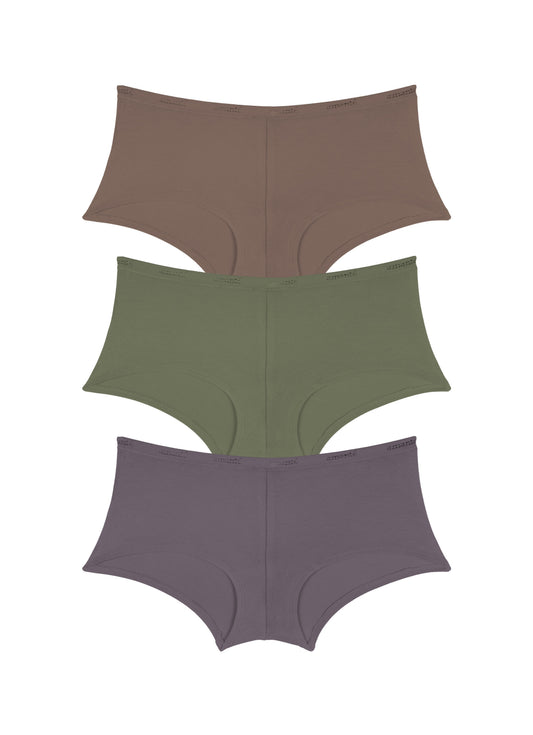 Cotton Boyshort Brief Solid Pack Of 3 XS / C0023 - amanté Panty