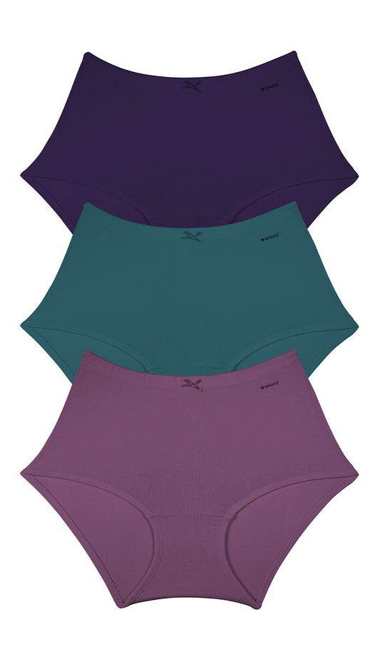 Cotton Inner Elastic Full Brief Solid Pack of 3 L / CBM10 - amanté Panty Pack