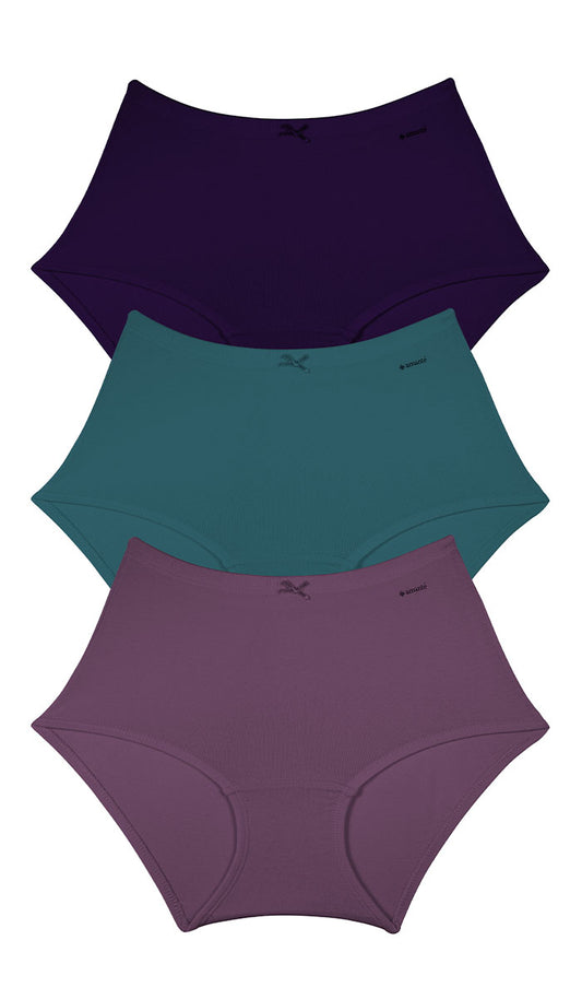 Cotton Inner Elastic Full Brief Solid Pack of 3 L / CBM11 - amanté Panty Pack