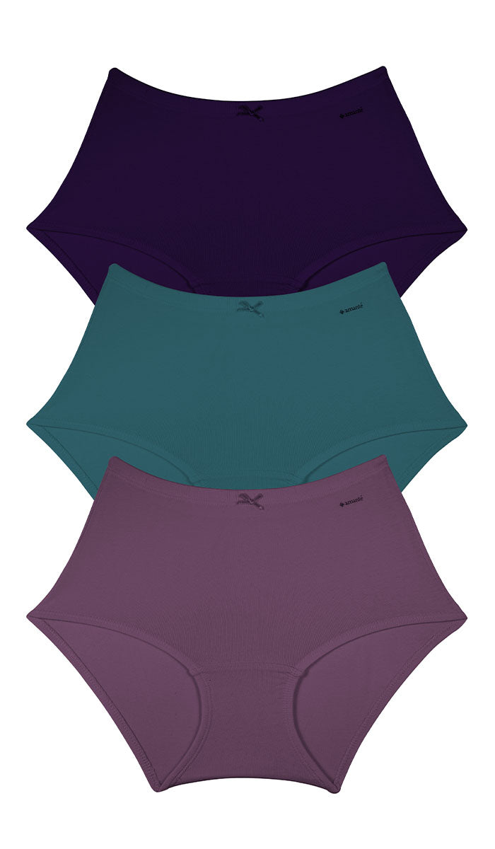 Cotton Inner Elastic Full Brief Solid Pack of 3 L / CBM11 - amanté Panty Pack
