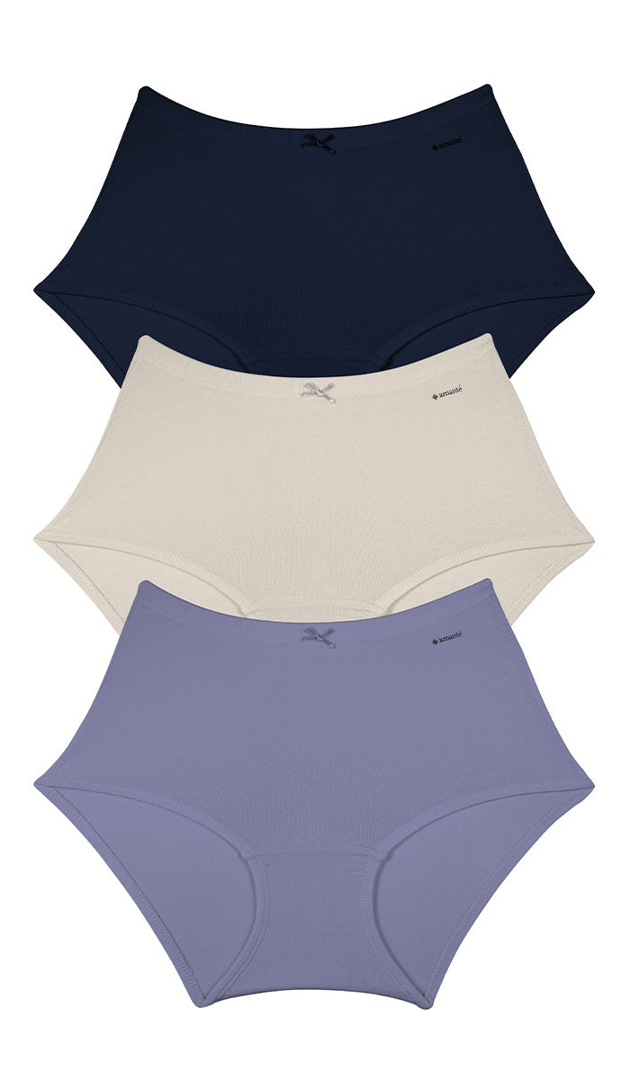 Cotton Inner Elastic Full Brief Solid Pack of 3 L / CBM14 - amanté Panty Pack
