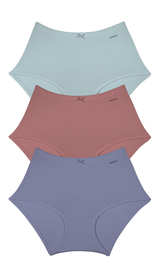 Cotton Inner Elastic Full Brief Solid Pack of 3 L / CBM16 - amanté Panty Pack