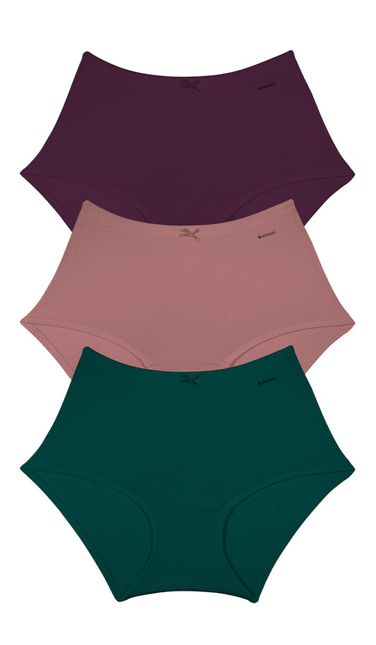Cotton Inner Elastic Full Brief Solid Pack of 3 XL / CBM17 - amanté Panty Pack