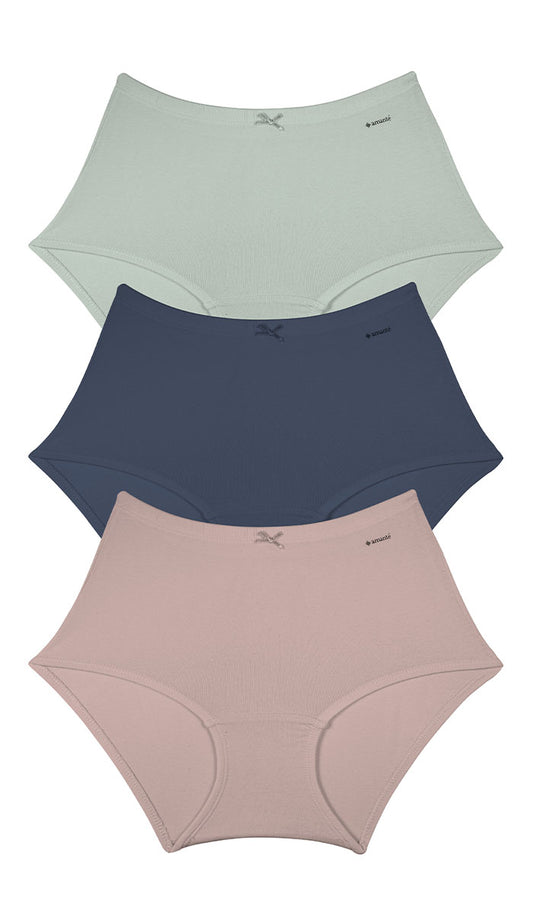 Cotton Inner Elastic Full Brief Solid Pack of 3 XL / CBM18 - amanté Panty Pack