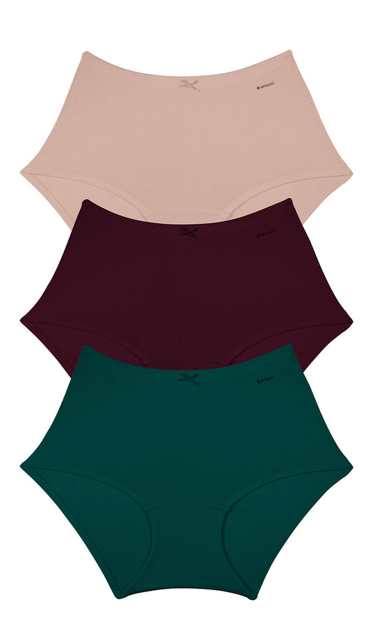Cotton Inner Elastic Full Brief Solid Pack of 3 S / CBM2 - amanté Panty Pack