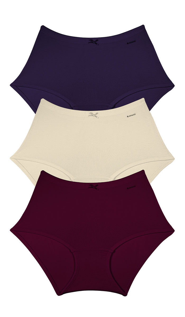 Cotton Inner Elastic Full Brief Solid Pack of 3 XL / CBM20 - amanté Panty Pack