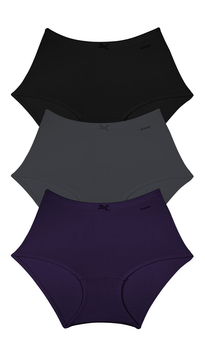 Cotton Inner Elastic Full Brief Solid Pack of 3 XL / CBM22 - amanté Panty Pack