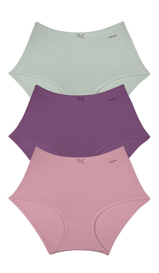 Cotton Inner Elastic Full Brief Solid Pack of 3 XXL / CBM24 - amanté Panty Pack