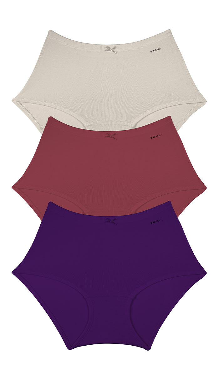 Cotton Inner Elastic Full Brief Solid Pack of 3 XXL / CBM25 - amanté Panty Pack
